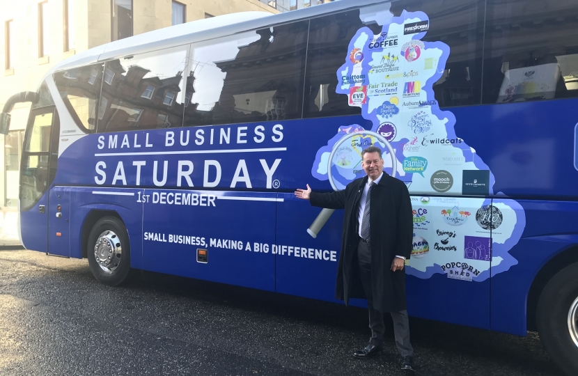 Murdo Fraser MSP pictured with the Small Business Saturday Bus  
