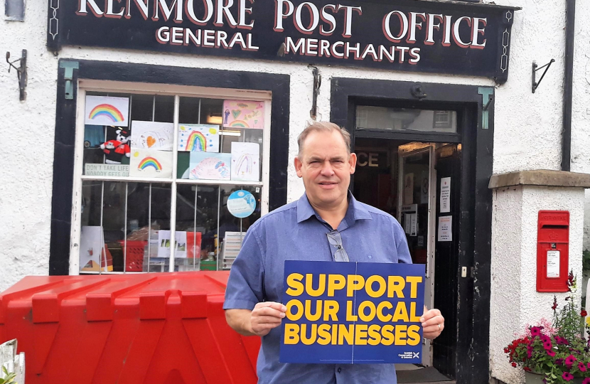 Councillor John Duff outside the Kenmore Post Office