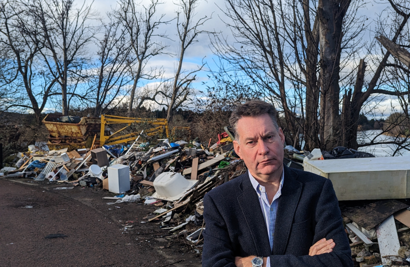 Murdo Fraser MSP at the fly-tipping site at Lower Friarton, Perth