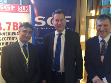 Saleem Saddiq and Dennis Williams of SGF National Executive with Murdo Fraser